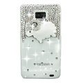 Bling Little Sheep S-warovski crystals diamond cases covers for Samsung i9100 Galasy S II S2 - White