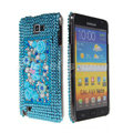 Bling flower 3D crystals diamond cases covers for Samsung Galaxy Note I9220 - Blue