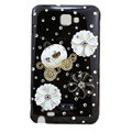 Bling flowers crystals diamond cases covers for Samsung Galaxy Note I9220 - Black