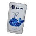 Bling Fish crystals diamond cases covers for HTC Incredible S S710e G11 - White