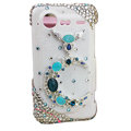 Bling Moon crystals diamond cases covers for HTC Incredible S S710e G11 - Blue
