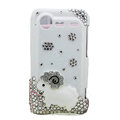 Bling Sheep crystals diamond cases covers for HTC Incredible S S710e G11 - White