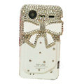 Bling White bowknot crystals diamond cases covers for HTC Incredible S S710e G11 - White