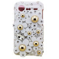 Bling flowers crystals diamond cases covers for HTC Incredible S S710e G11 - White