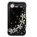 Flowers bling crystals diamond cases covers for HTC Incredible S S710e G11 - Black