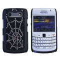Bling Cobweb crystals cases diamond covers for Blackberry 9700 - Black
