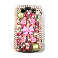 Bling Flower bowknot crystals cases diamonds covers for Blackberry 9700 - Pink
