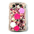 Bling Flower crystals cases diamonds covers for Blackberry 9700 - Pink