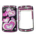 Bling Heart crystals cases diamond covers for Blackberry Bold 9700 - Rose