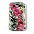 Bling bowknot crystals cases diamonds covers for Blackberry 9700 - Red
