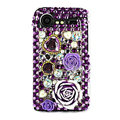 Bling flower 3D crystals cases diamond covers for HTC Incredible S S710e G11 - Purple