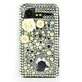 Bling flower 3D crystals cases diamond covers for HTC Incredible S S710e G11 - White