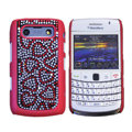 Bling heart crystals cases diamond covers for Blackberry 9700 - Red