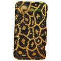 Leopard bling crystals diamonds cases covers for HTC Incredible S S710e G11 - Yellow