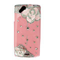 Bling Camellia crystals cases diamond covers for Sony Ericsson Xperia Arc LT15I X12 LT18i - Pink