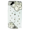 Bling Camellia crystals cases diamond covers for Sony Ericsson Xperia Arc LT15I X12 LT18i - White