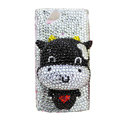 Bling Cow crystals cases diamond covers for Sony Ericsson Xperia Arc LT15I X12 LT18i - White