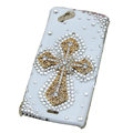 Bling Cross crystals cases covers for Sony Ericsson Xperia Arc LT15I X12 LT18i - White