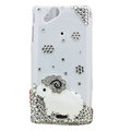 Bling Little lamb crystals cases covers for Sony Ericsson Xperia Arc LT15I X12 LT18i - White