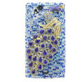 Bling Peacock crystals cases covers for Sony Ericsson Xperia Arc LT15I X12 LT18i - Blue
