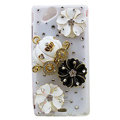 Bling Pumpkin flowers crystals cases covers for Sony Ericsson Xperia Arc LT15I X12 LT18i - White
