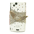 Bling Wing crystals cases Pearls covers for Sony Ericsson Xperia Arc LT15I X12 LT18i - White