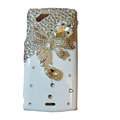 Bling bowknot covers crystals cases for Sony Ericsson Xperia Arc LT15I X12 LT18i - White