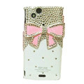Bling pink Bowknot crystals cases covers for Sony Ericsson Xperia Arc LT15I X12 LT18i - White