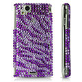 Zebra bling crystals cases covers for Sony Ericsson Xperia Arc LT15I X12 LT18i - Purple