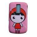 Cartoon Cute girl Scrub Hard Skin Cases Covers for Blackberry 9000 - Pink