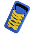ISHOES Yellow Shoelace Silicone Cases Covers for iPhone 4G/4S - Blue