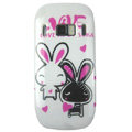 Cartoon Love Rabbit Hard Cases Skin Covers for Nokia C7 C7-00 - White