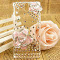 Bling Flower Crystals Transparent Hard Cases Covers for Sony Ericsson ST25i Xperia U - Pink