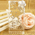 Bling Flower Crystals Transparent Hard Cases Covers for Sony Ericsson ST25i Xperia U - White