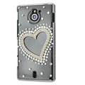 Bling Heart Crystals Hard Cases Covers for Sony Ericsson MT27i Xperia sola - Gold