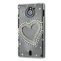 Bling Heart Crystals Hard Cases Covers for Sony Ericsson MT27i Xperia sola - White
