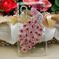Bling Peacock Crystals Hard Cases Diamond Covers for HTC T328W Desire V - Pink