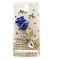 Bling Rose Crystals Hard Cases Covers for Sony Ericsson ST25i Xperia U - Blue