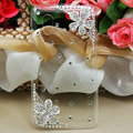 Flowers Bling Crystals Hard Cases Diamond Covers for HTC T328W Desire V - White