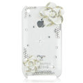 Bling Camellia Crystal Hard Cases Diamond Covers for iPhone 3G/3GS - White