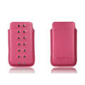 PIERVES Leather Cases Rivets Holster Covers for Samsung i8530 Galaxy Beam - Rose