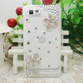 Bling Flower Crystals Hard Cases Diamond Covers for Motorola XT685 - White