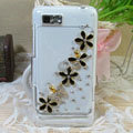 Bling Flowers Crystals Hard Cases Diamond Covers for Motorola XT685 - Black