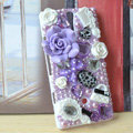 Bling 3D Flower Crystals Cases Hard Covers for Sony Ericsson LT26i Xperia S - Light purple
