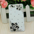 Bling Black Flowers Crystal Cases Diamond Covers for OPPO Finder X907 - White