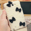 Bling Bow Crystal Cases Pearls Covers for Samsung Galaxy Note i9220 N7000 i717 - Black