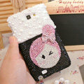 Bling Bow Girl Crystal Cases Pearls Covers for Samsung Galaxy Note i9220 N7000 i717 - Pink