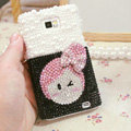 Bling Bow Girl Crystal Cases Pearls Covers for Samsung i9100 i9108 i9188 Galasy S2 SII - Pink
