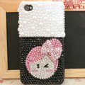 Bling Bow Girl Crystal Cases Pearls Covers for iPhone 4G/4S - Pink
