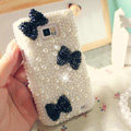 Bling Bows Crystal Cases Pearls Covers for Samsung i9100 i9108 i9188 Galasy S2 SII - Black